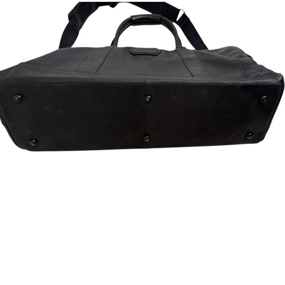 Gilded Age Black Leather Weekender Duffle Travel Bag 9010L Padded Shoulder Strap